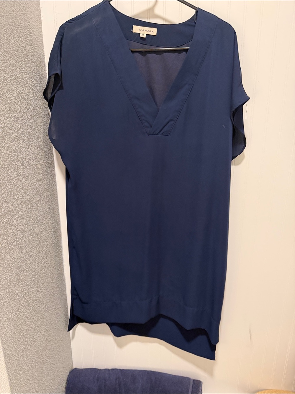 Navy V-Neck Shift Dress